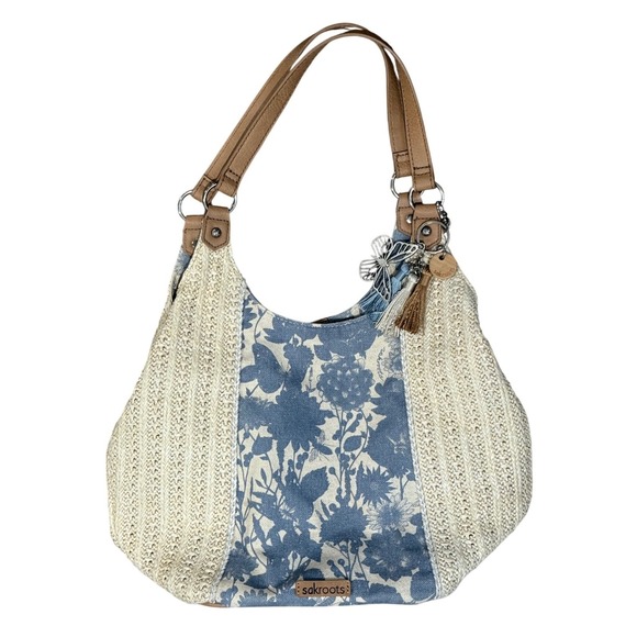 Sakroots The Sak Roma Shopper Hobo Shoulder Bag Tote Purse Woven Straw Canvas - Picture 2 of 16